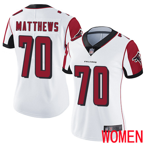 Atlanta Falcons Limited White Women Jake Matthews Road Jersey NFL Football #70 Vapor Untouchable